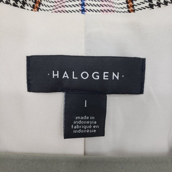 Halogen Nordstrom Plaid Double Breasted Blazer Jacket 1X Womens Cream Pink - Picture 3 of 9
